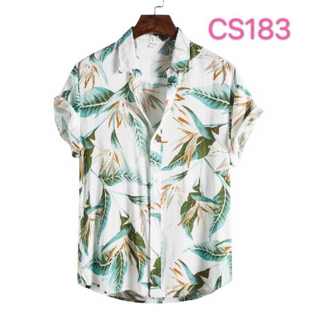 Fashion Dot Mens Hawaiian Beach Shirts 2022 Summer New Short Sleeve Floral Print Tropical Aloha Shirts Holiday Vacation Clothing