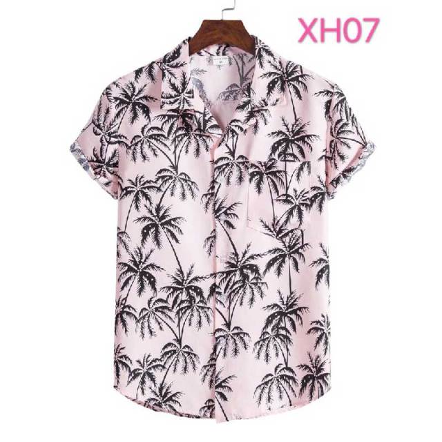 Fashion Dot Mens Hawaiian Beach Shirts 2022 Summer New Short Sleeve Floral Print Tropical Aloha Shirts Holiday Vacation Clothing