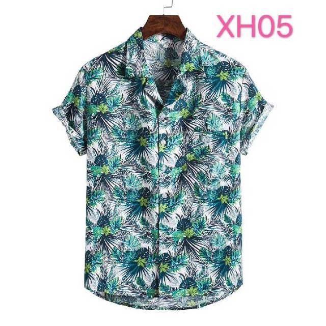 Fashion Dot Mens Hawaiian Beach Shirts 2022 Summer New Short Sleeve Floral Print Tropical Aloha Shirts Holiday Vacation Clothing