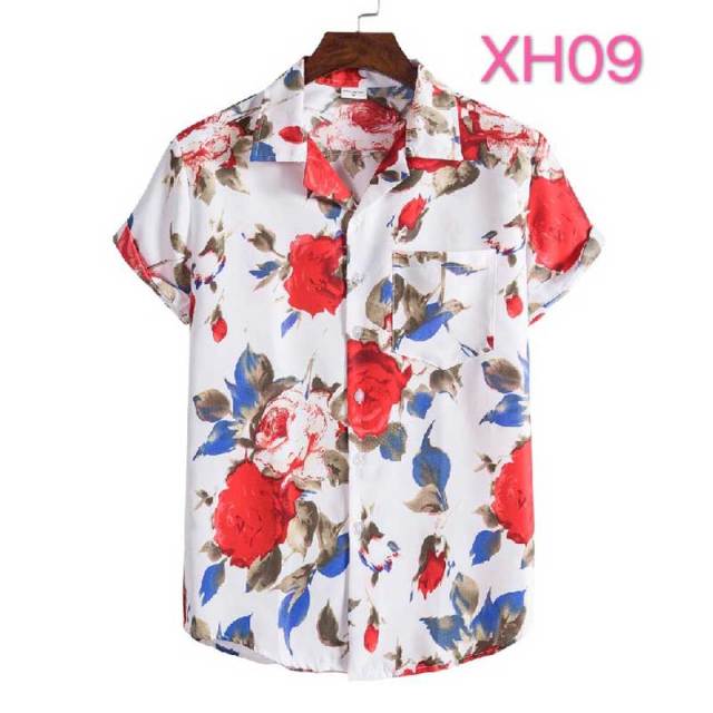 Fashion Dot Mens Hawaiian Beach Shirts 2022 Summer New Short Sleeve Floral Print Tropical Aloha Shirts Holiday Vacation Clothing