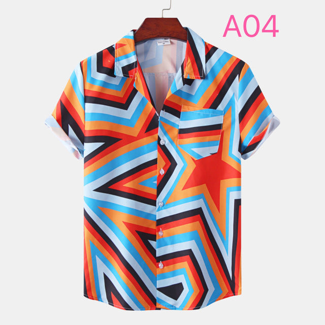 Fashion Dot Mens Hawaiian Beach Shirts 2022 Summer New Short Sleeve Floral Print Tropical Aloha Shirts Holiday Vacation Clothing