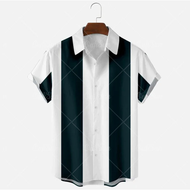 Mens Vintage Ethnic Style Printing Loose Short Sleeve Stand Collar Casual Shirt daily wearing high quality office big blouse