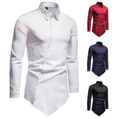 Trend Splicing Asymmetric Long-sleeved Shirt