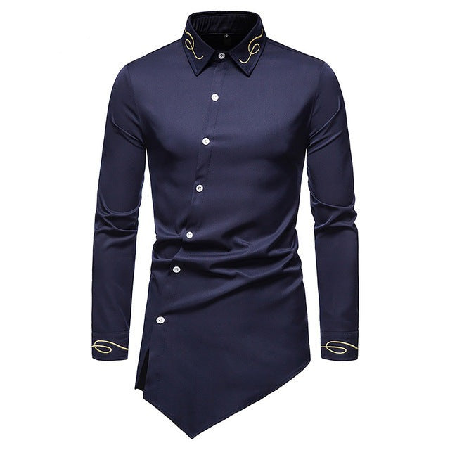 Trend Splicing Asymmetric Long-sleeved Shirt