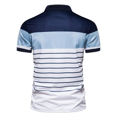 Fashion Stripe Printing Short Sleeve Polo T-ShirtDescription:Applicable Scene: CasualSleeve Length(cm): ShortStyle: CasualApplicable Season: summerMaterial: CottonType: RegularGender: MENTops Type: PolosDecoration: