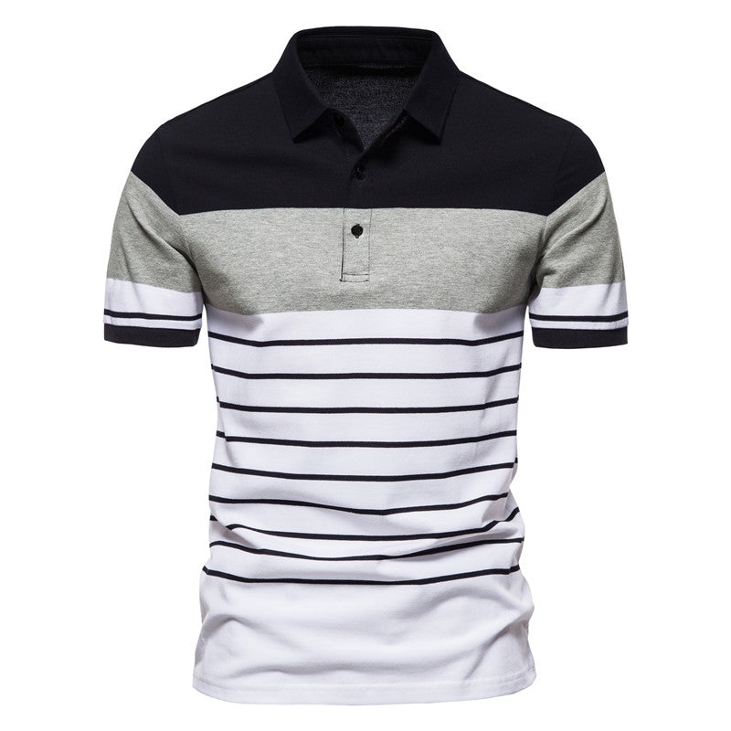 Fashion Stripe Printing Short Sleeve Polo T-ShirtDescription:Applicable Scene: CasualSleeve Length(cm): ShortStyle: CasualApplicable Season: summerMaterial: CottonType: RegularGender: MENTops Type: PolosDecoration: