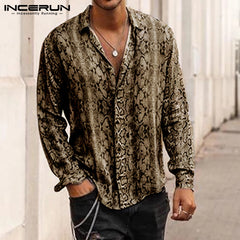 INCERUN 2022 Men Printed Shirt Long Sleeve Streetwear Lapel Button Personality Men Shirts Casual Brand High Quality Tops S-5XL