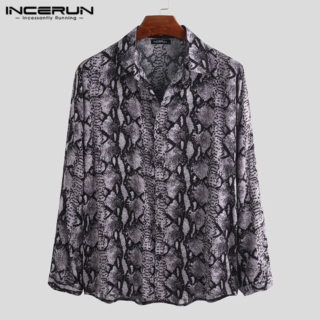 INCERUN 2022 Men Printed Shirt Long Sleeve Streetwear Lapel Button Personality Men Shirts Casual Brand High Quality Tops S-5XL