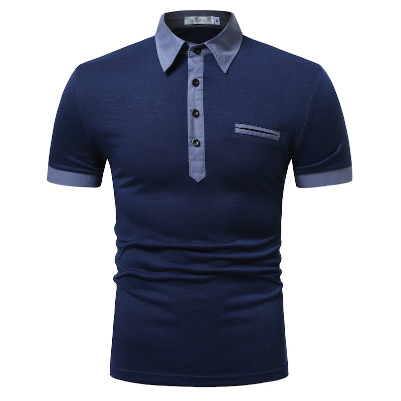 Contrast Color Short Sleeve T-Polo ShirtDescription:Applicable Scene: CasualSleeve Length(cm): ShortStyle: CasualApplicable Season: summerMaterial: CottonType: RegularGender: MENTops Type: PolosDecoration: