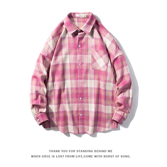 Flannel Plaid Shirts Men Streetwear Casual Versatile 2022 Autumn High Quality Male Harajuku Oversized Retro Long-sleeved Blouses
