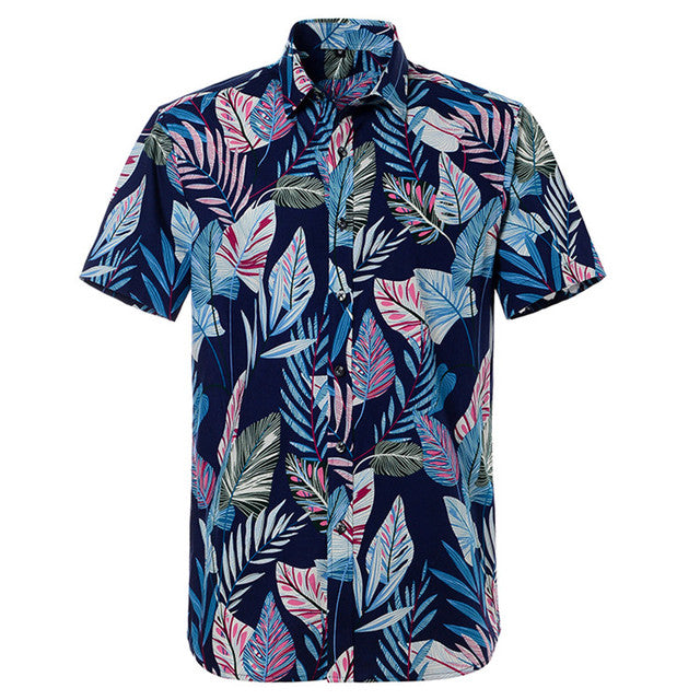 Mens Hawaiian Shirt Summer Printed