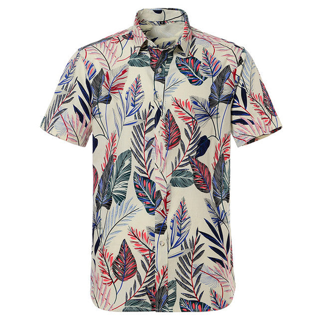 Mens Hawaiian Shirt Summer Printed