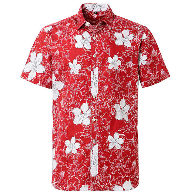 Mens Hawaiian Shirt Summer Printed