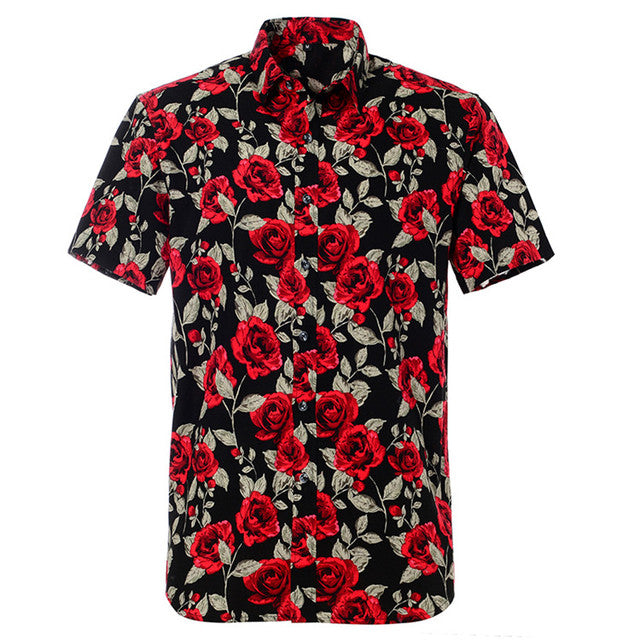 Mens Hawaiian Shirt Summer Printed