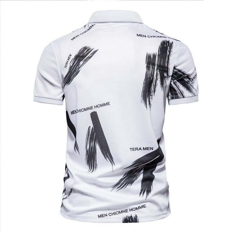 Letter Print Short Sleeve T-Polo ShirtDescription:Applicable Scene: CasualSleeve Length(cm): ShortStyle: CasualApplicable Season: summerMaterial: CottonType: RegularGender: MENTops Type: PolosDecoration: