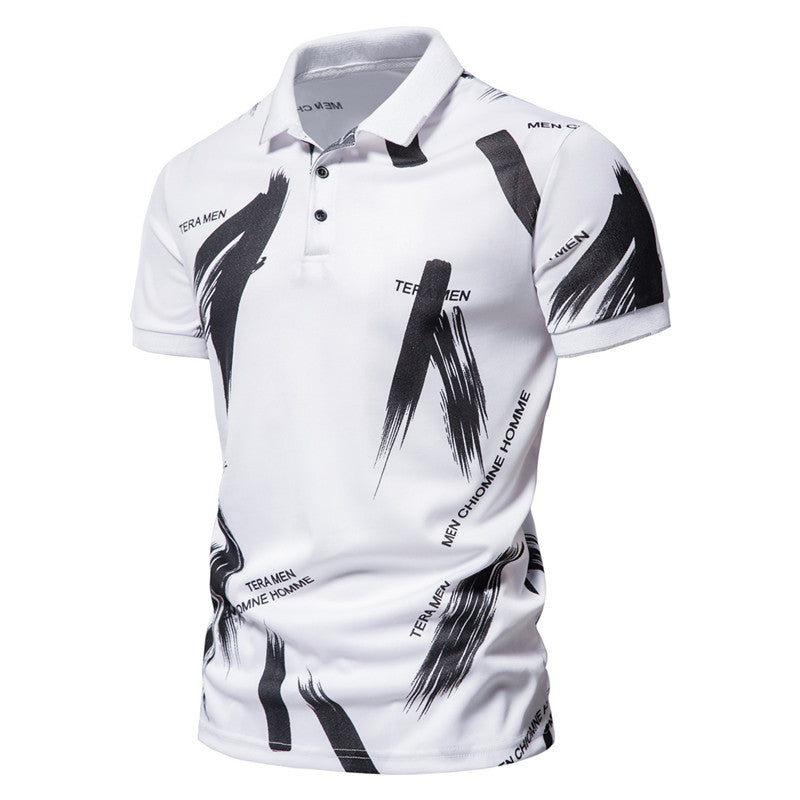 Letter Print Short Sleeve T-Polo ShirtDescription:Applicable Scene: CasualSleeve Length(cm): ShortStyle: CasualApplicable Season: summerMaterial: CottonType: RegularGender: MENTops Type: PolosDecoration: