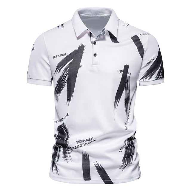 Letter Print Short Sleeve T-Polo ShirtDescription:Applicable Scene: CasualSleeve Length(cm): ShortStyle: CasualApplicable Season: summerMaterial: CottonType: RegularGender: MENTops Type: PolosDecoration: