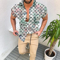 Summer Graffiti Men Fashion Luxury Social Men Shirts Turn-down Collar Buttoned Shirt Casual Print Short sleeves Mens Clothes