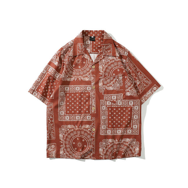 Bandana Shirt Men Women Streetwear Shirt Paisley Shirts Hip Hop Short Sleeve Shirt Beach Male Clothing Harajuku 2022 Summer