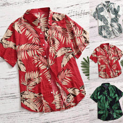 Oversized  Mens Hawaiian Shirt Fashion Casual Button Hawaii Print Beach Short Sleeve Quick Dry Top Blouse S-5XL рубашка мужская