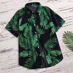 Oversized  Mens Hawaiian Shirt Fashion Casual Button Hawaii Print Beach Short Sleeve Quick Dry Top Blouse S-5XL рубашка мужская